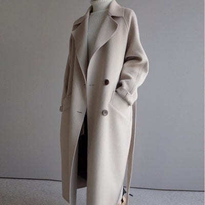 Lark Women's Oversized Winter Wool Coat - Beige