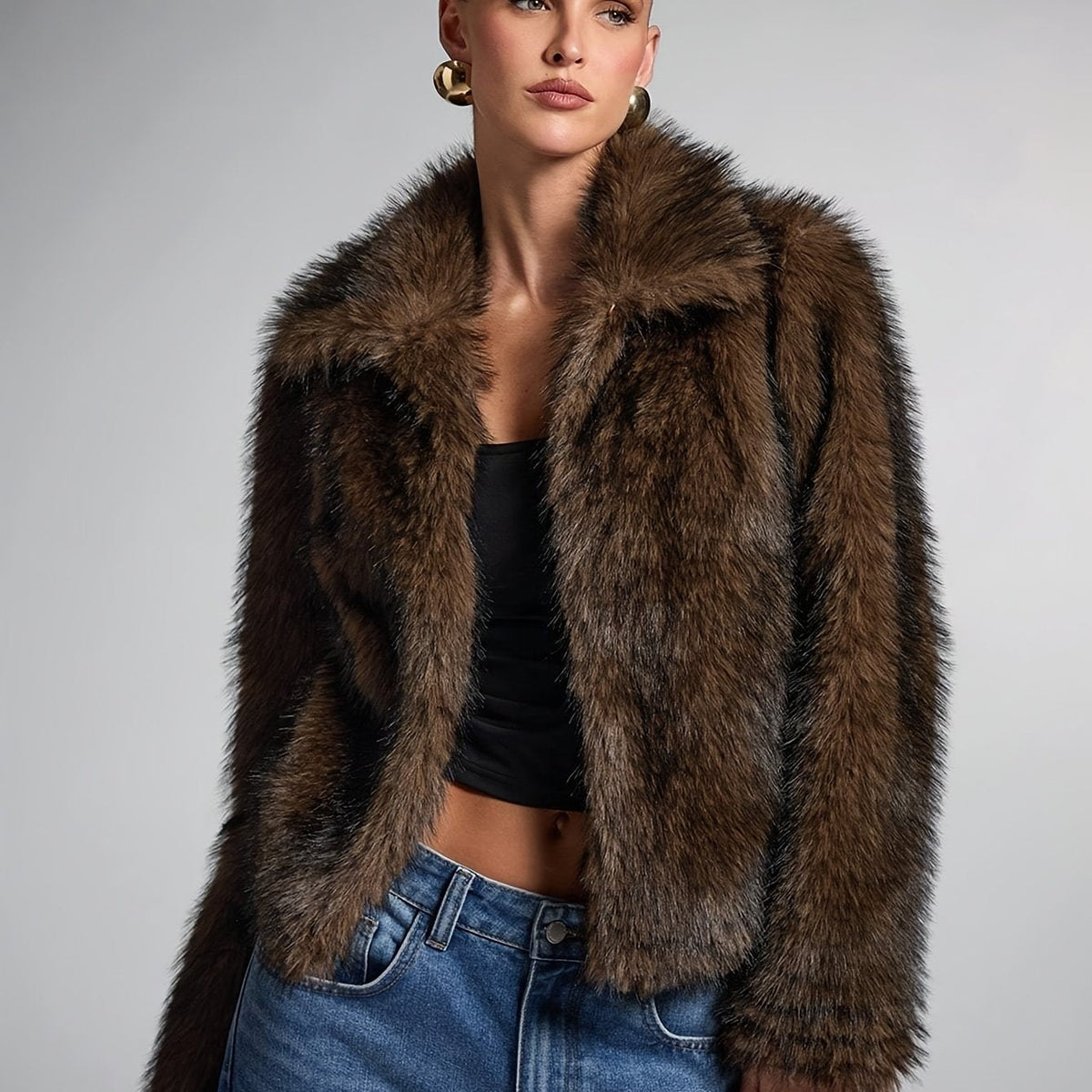 Holly Women's Cropped Plush Faux Fur Jacket
