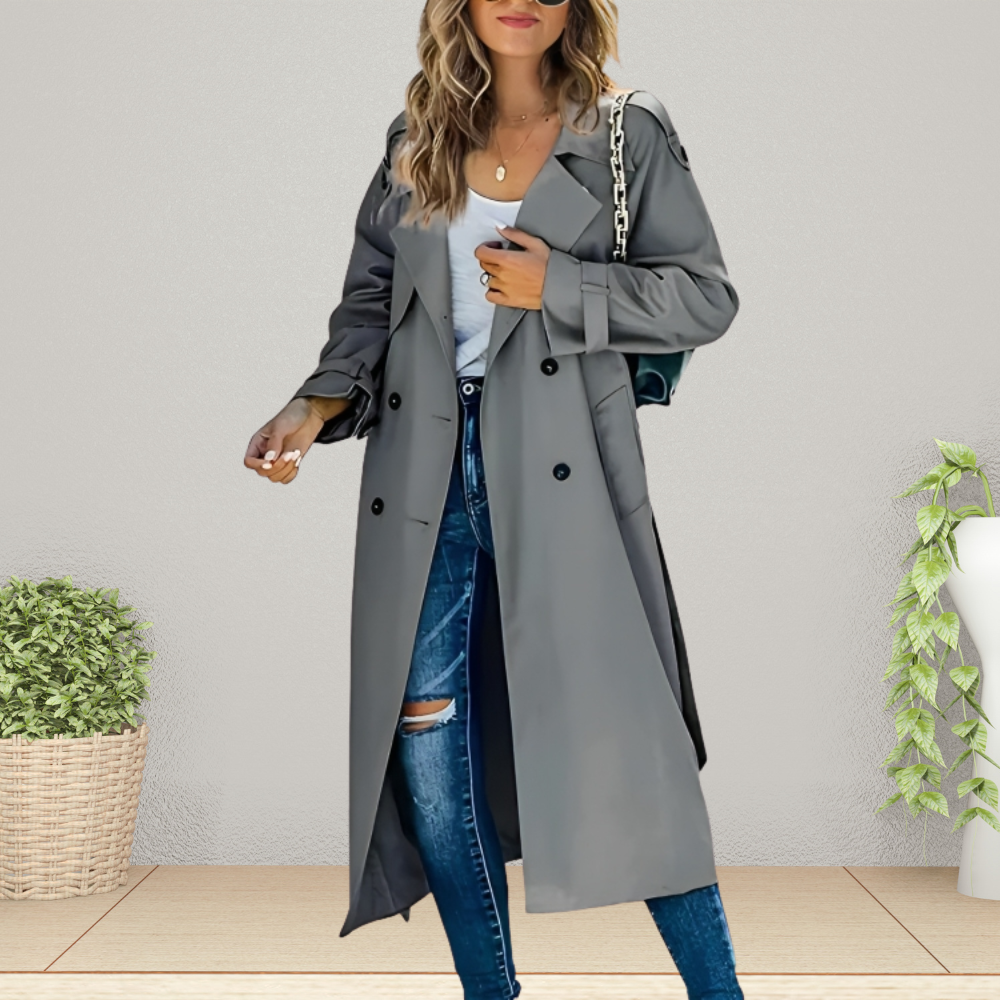 Rae Women's Trench Coat - Grey