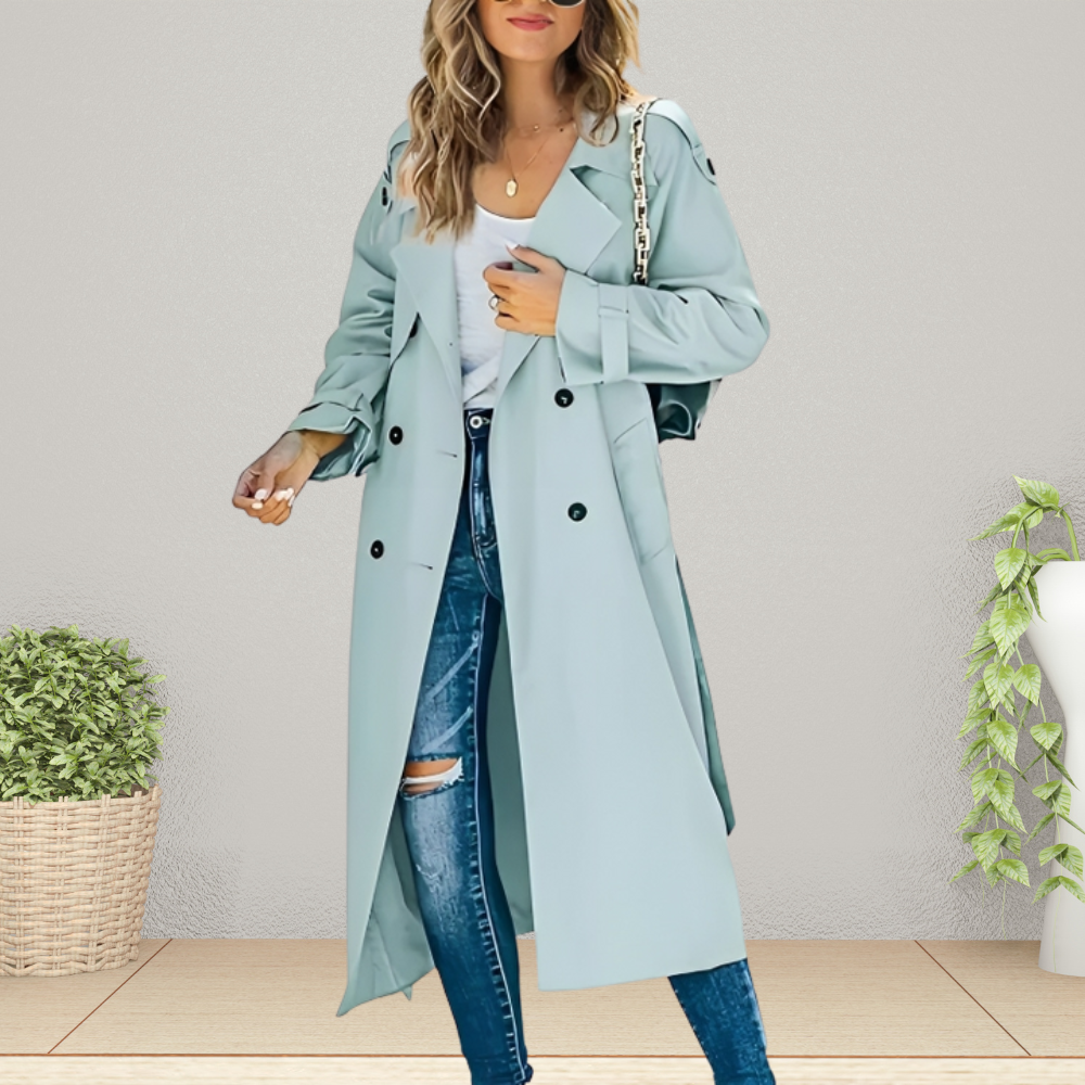 Rae Women's Trench Coat - Light Blue