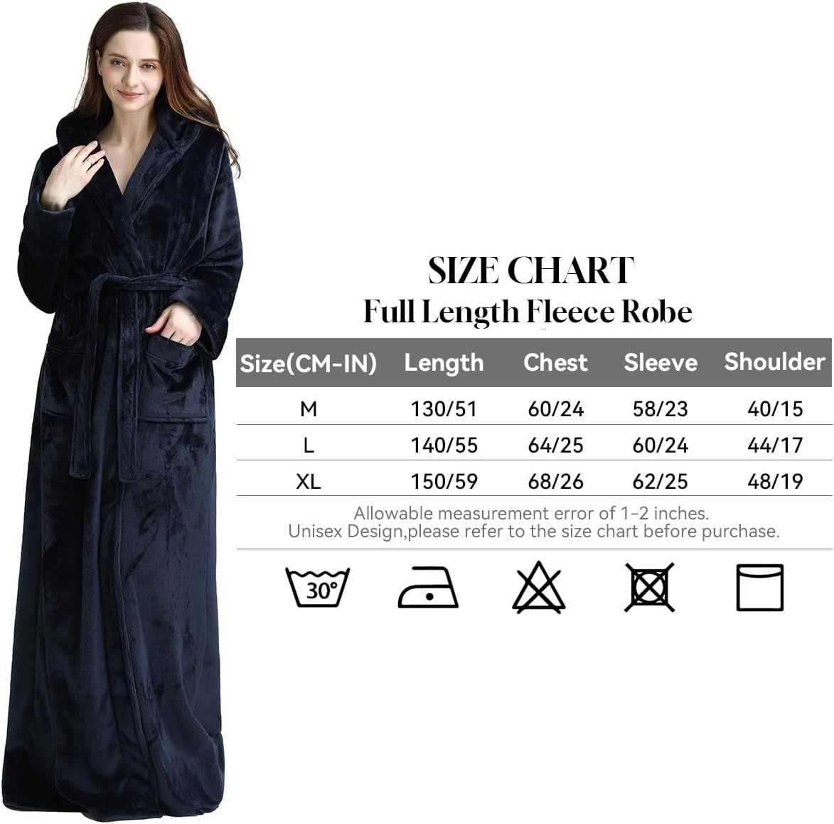 Hilda | Women's Long Fleece Hooded Dressing Gown with Pockets and Belt