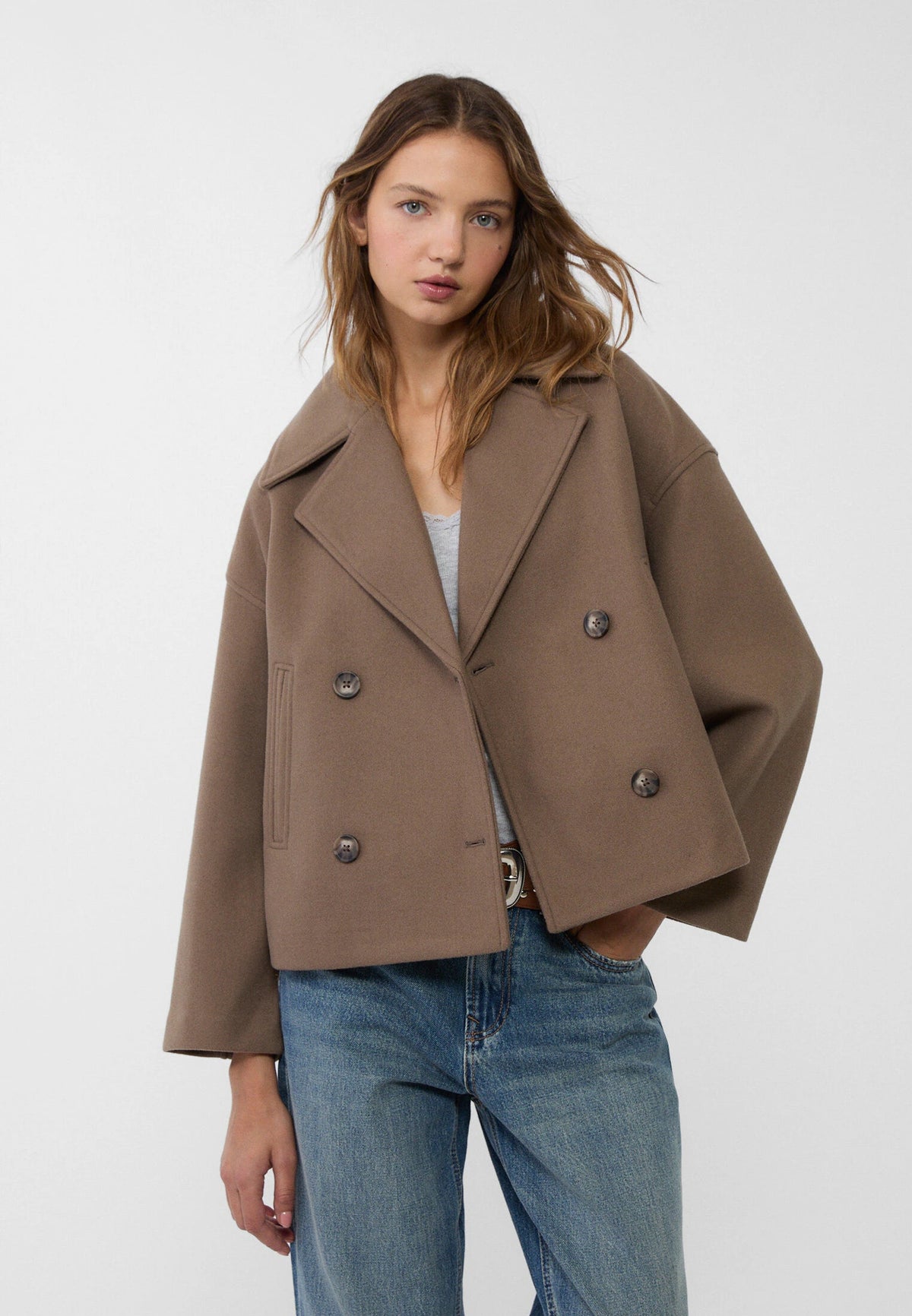 Jenna Women's Wool Cropped Peacoat