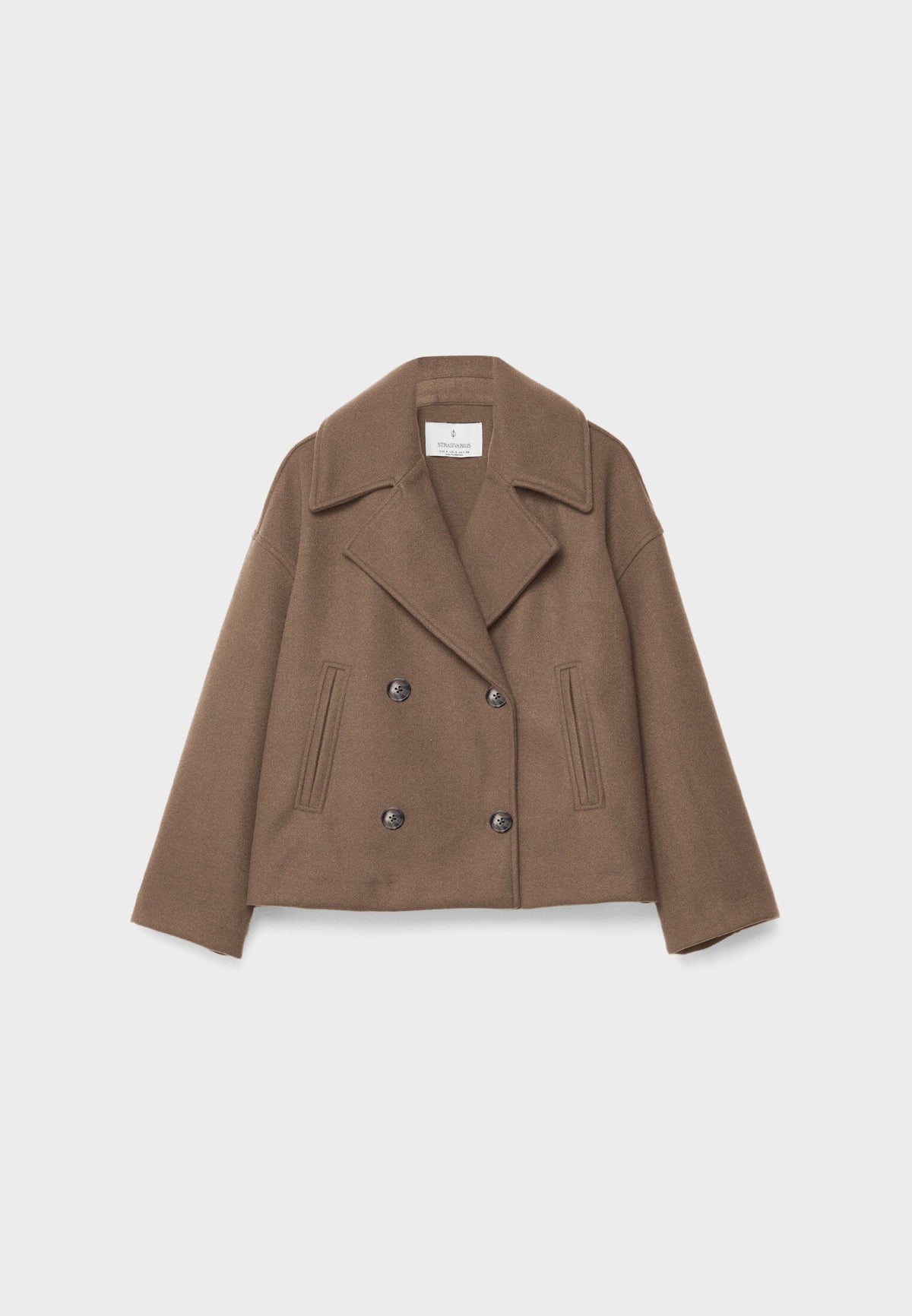Jenna Women's Wool Cropped Peacoat - Brown