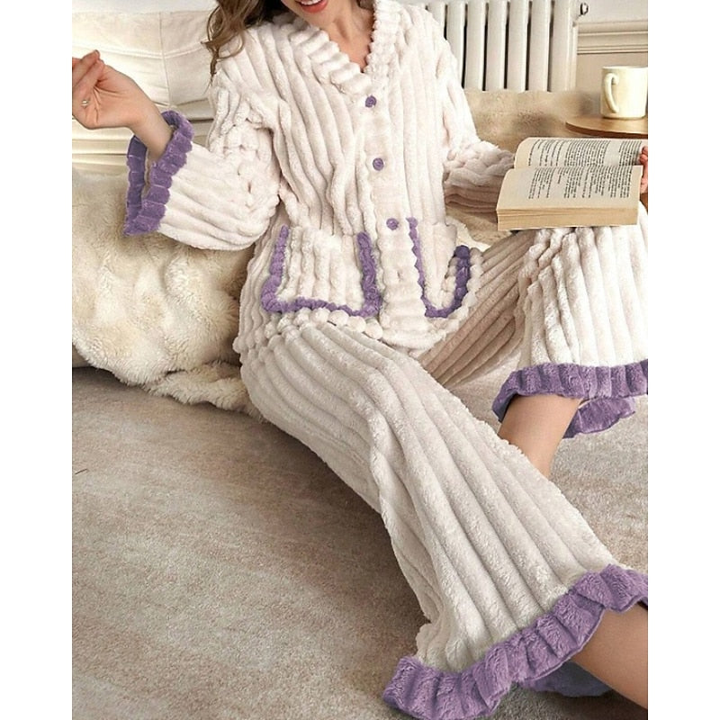 Rita Ribbed Loungewear Set - Purple
