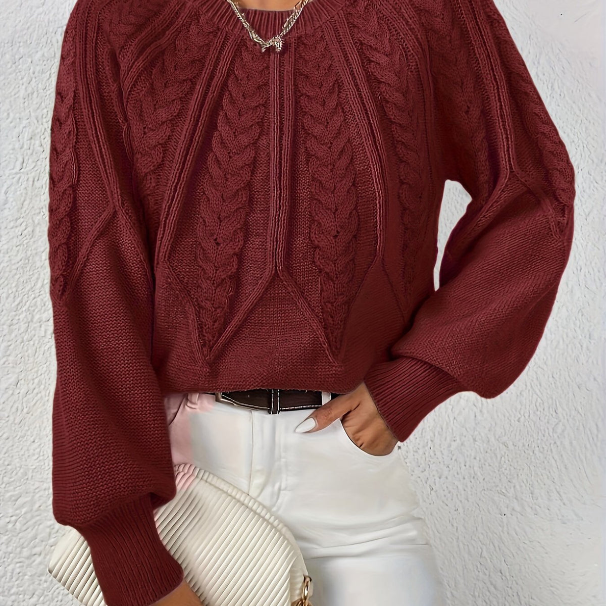 Marnie Women's Cable Knit Jumper - Burgundy