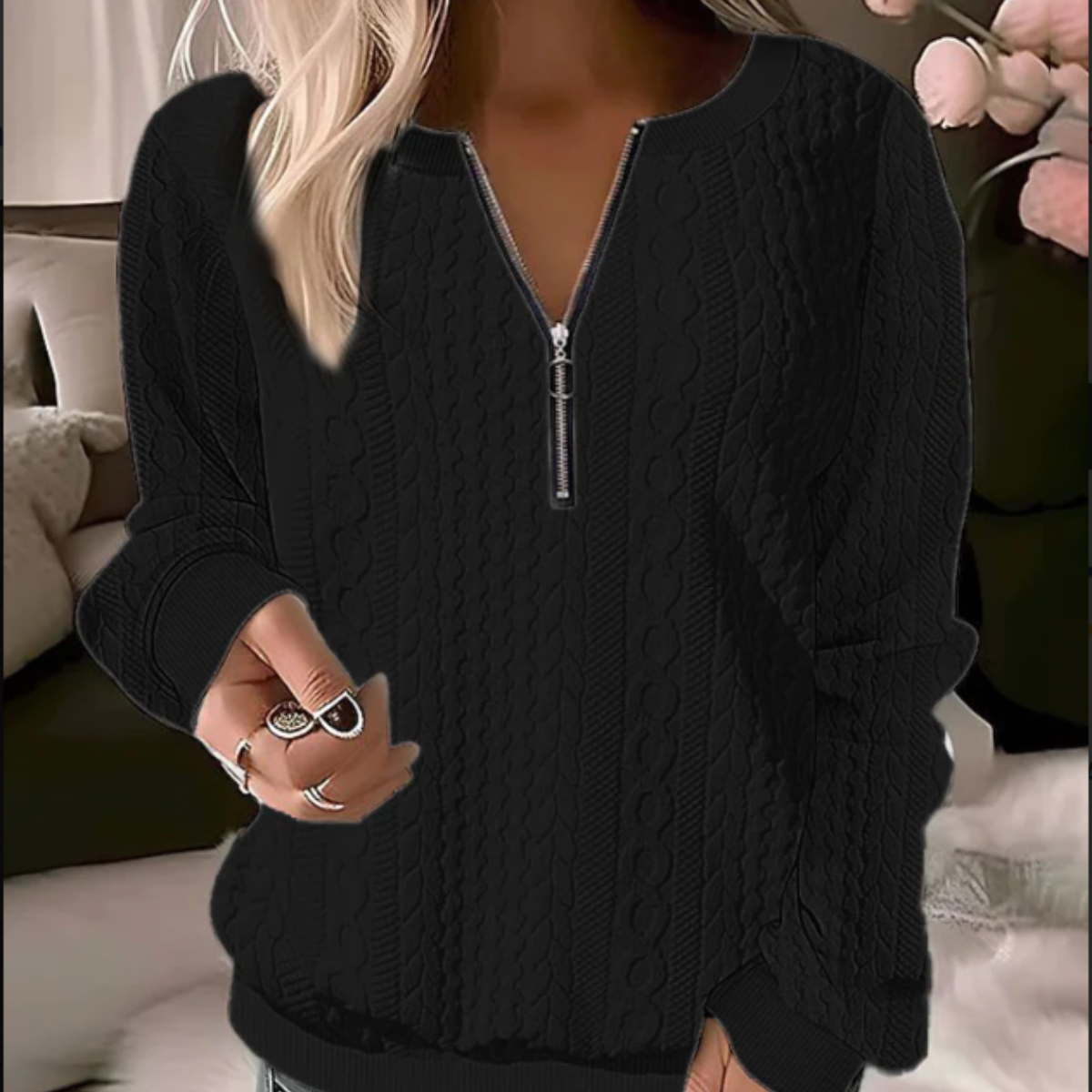 Georgia Women's Cable Knit Jumper - Black