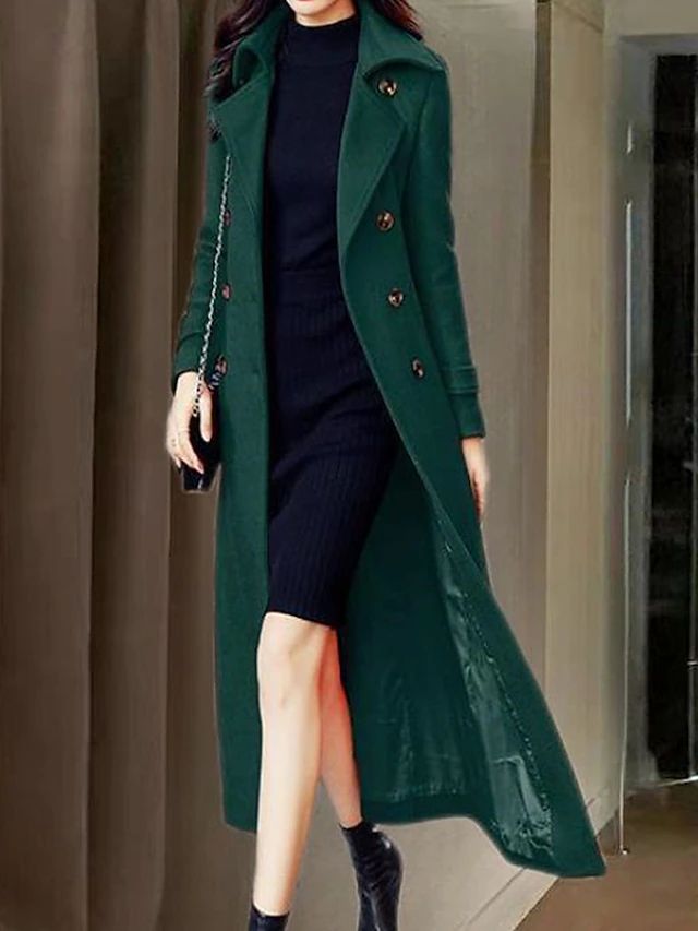 Goldie Women's Long Winter Wool Coat - Green