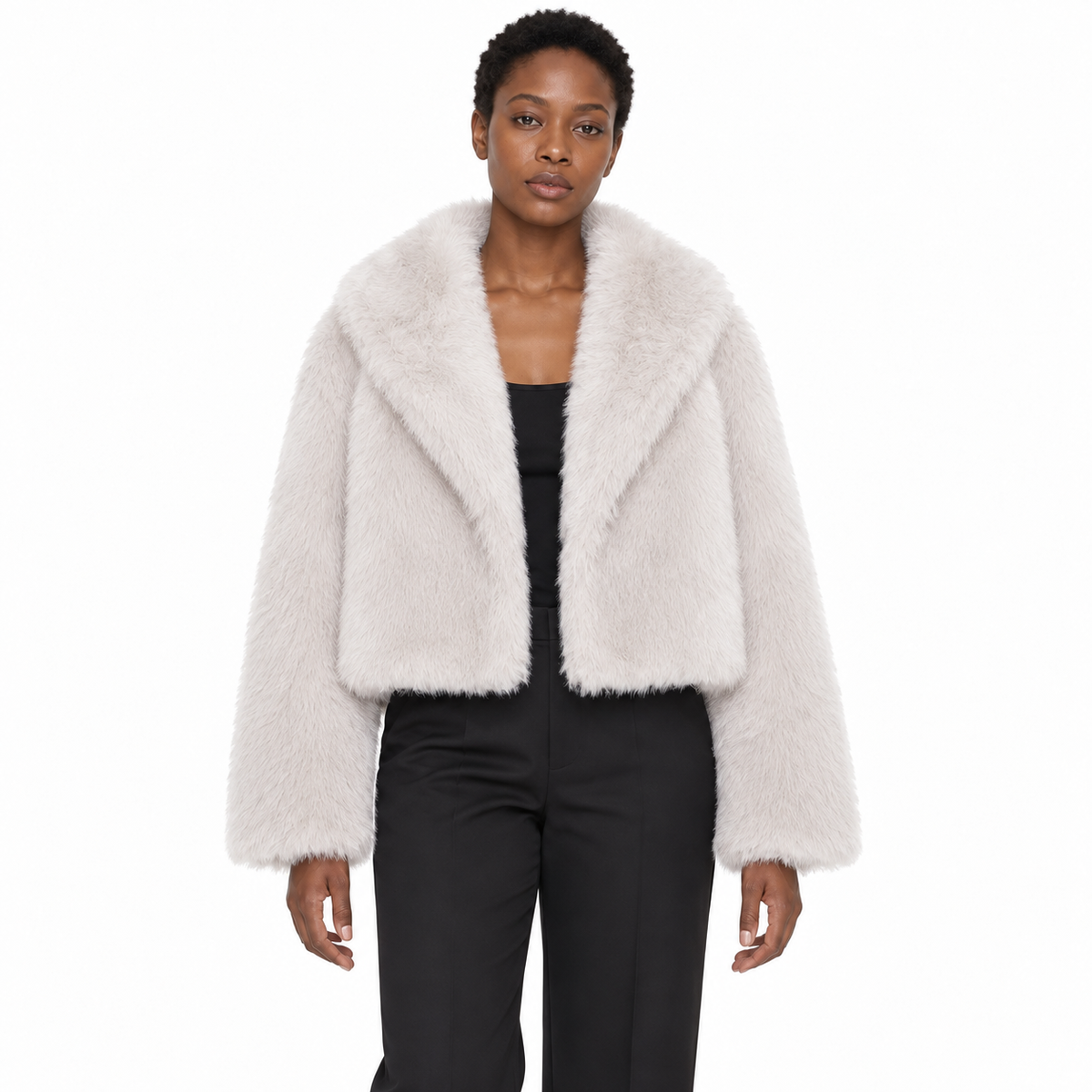 Ella Women's Winter Plush Faux Fur Jacket - White