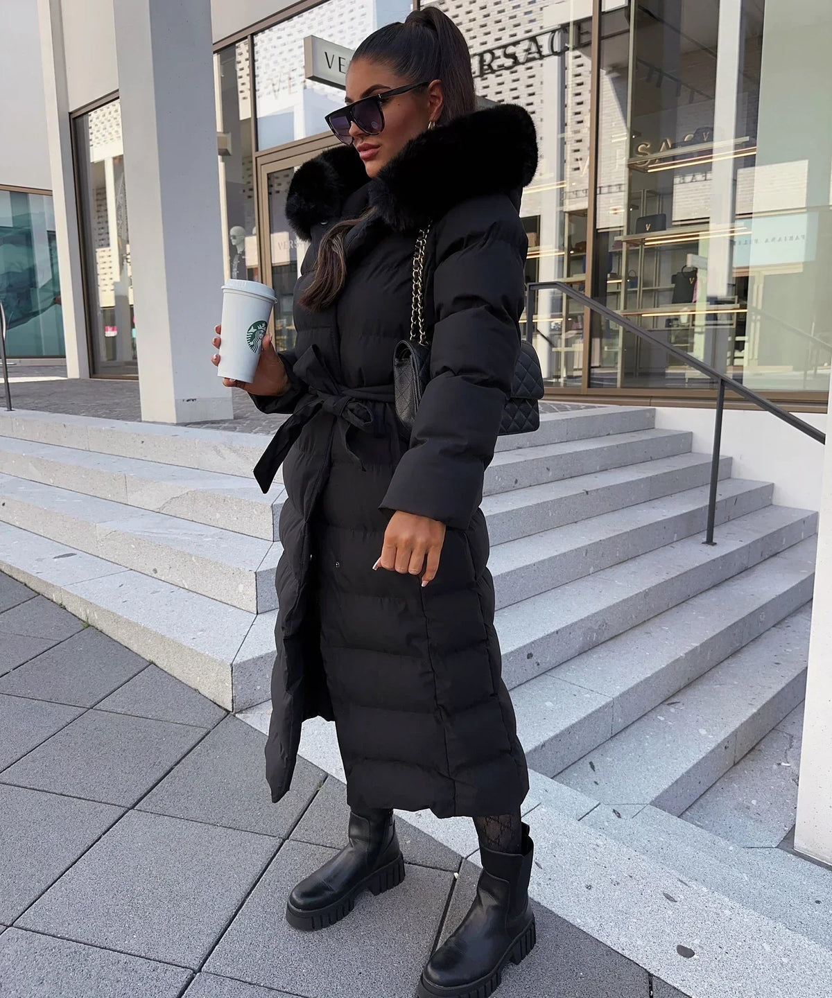 Cleo Women's Belted Winter Puffer Coat