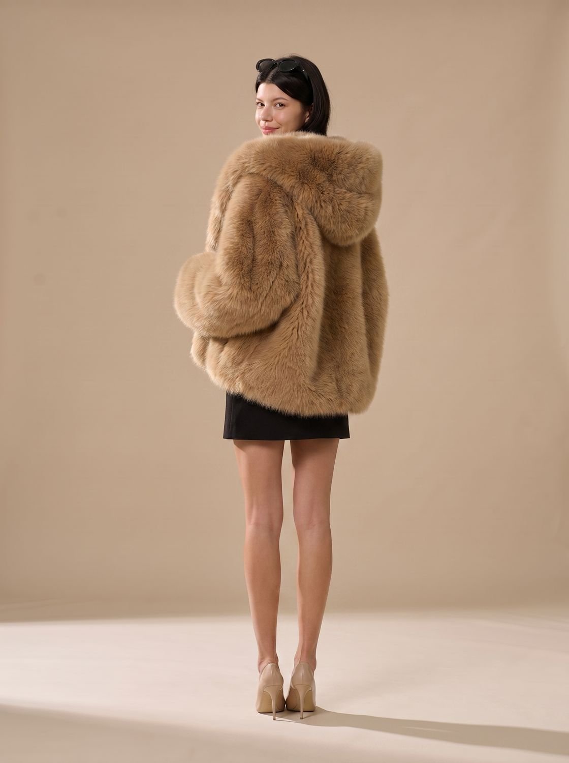 Eira Women's Oversized Hooded Faux Fur Coat