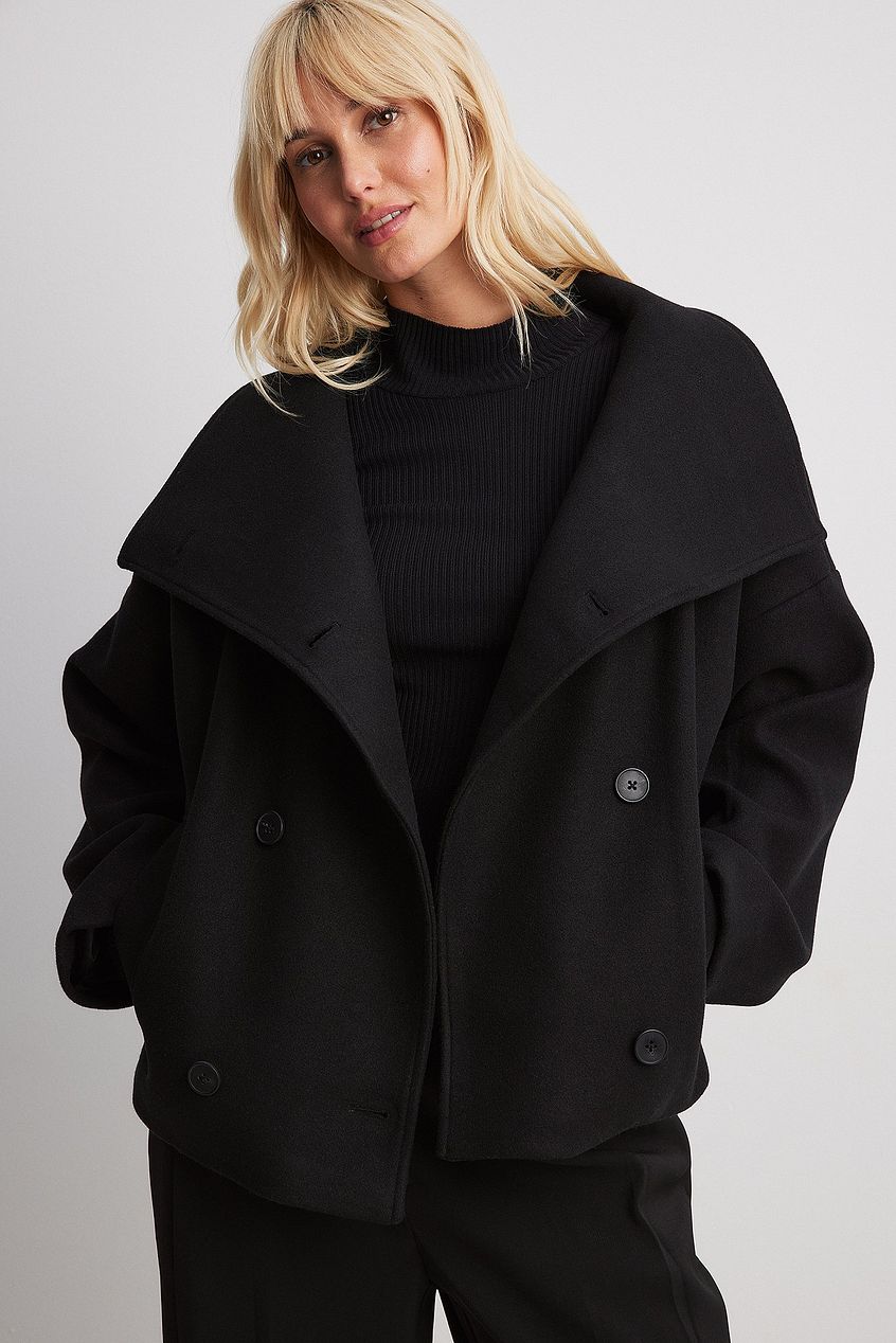 Sally Women's Wool Oversized Peacoat - Black