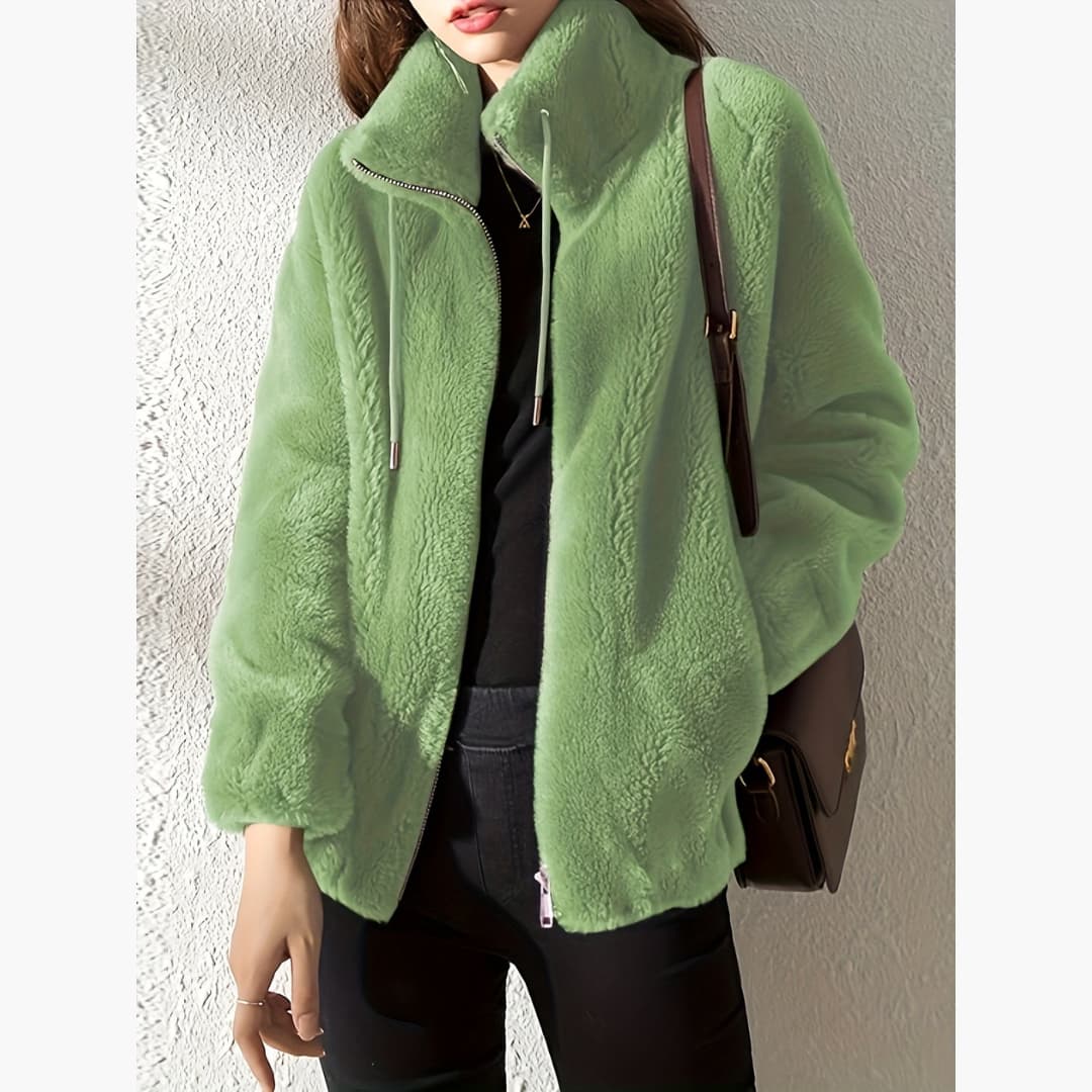 Lowri Women's Winter Teddy Faux Fur Coat - Green