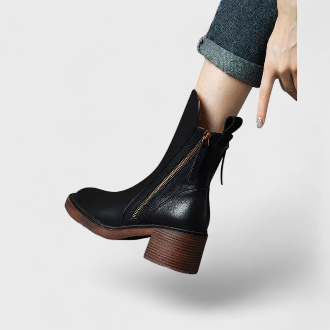 Gail Women's Leather Lace Up Heeled Ankle Boots