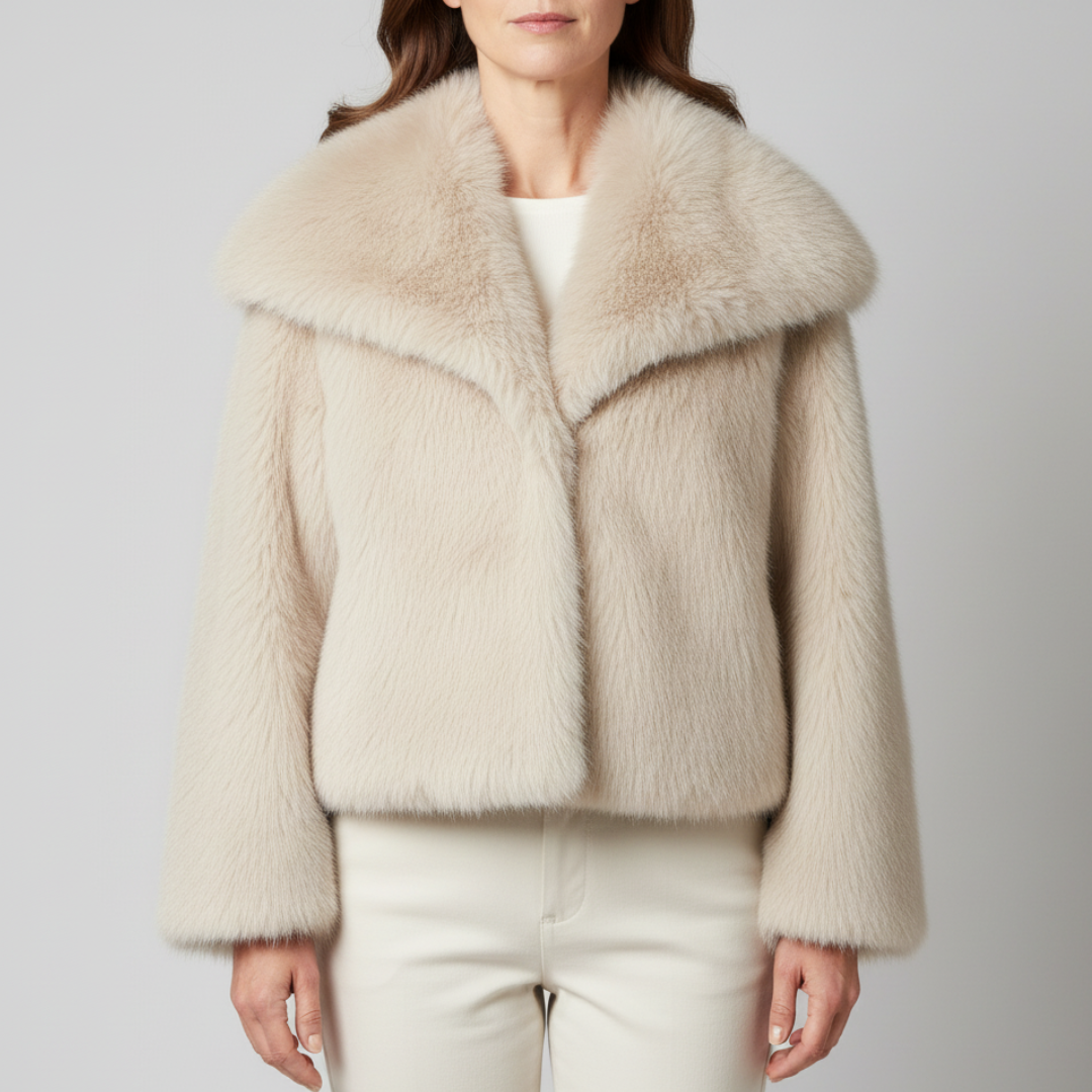 Enid Women's Winter Plush Faux Fur Jacket - Ivory