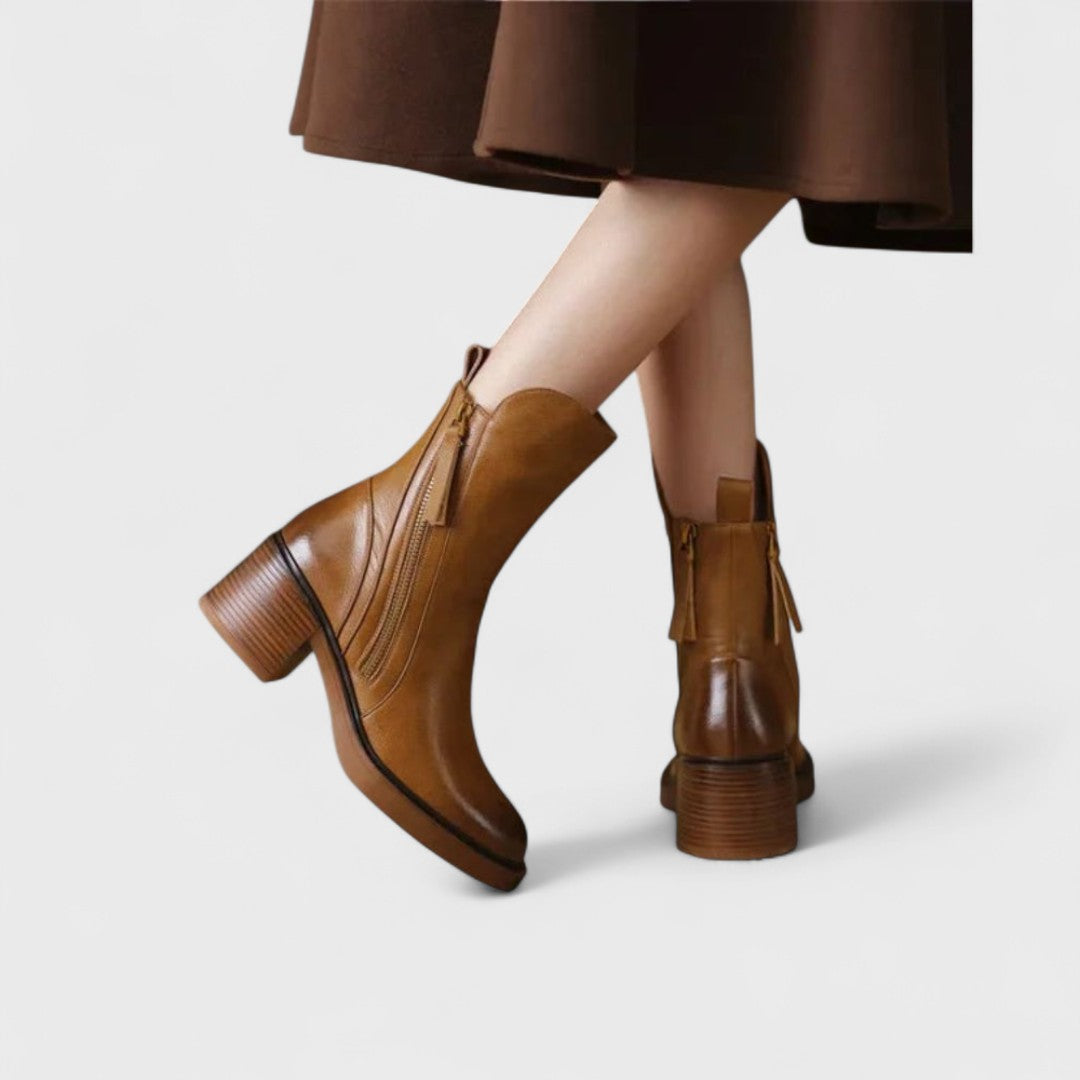 Gail Women's Leather Lace Up Heeled Ankle Boots