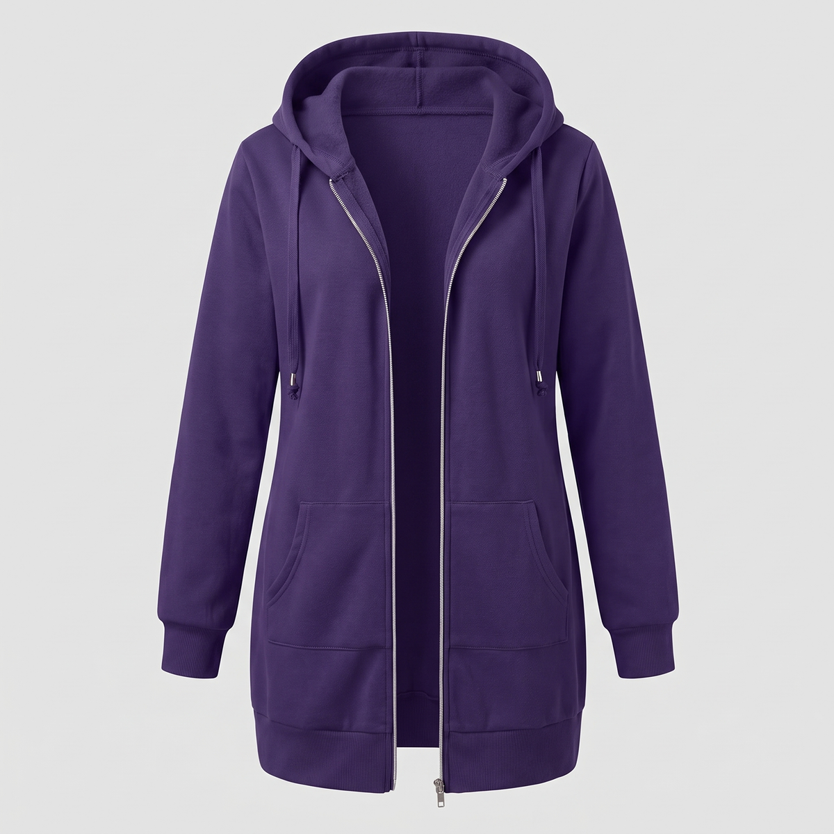 Shona Women's Longline Zip Up Hoodie - Purple