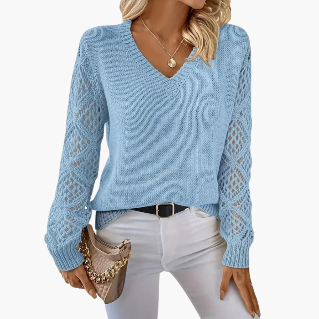 Lydia Women's Knitted Jumper - Light Blue