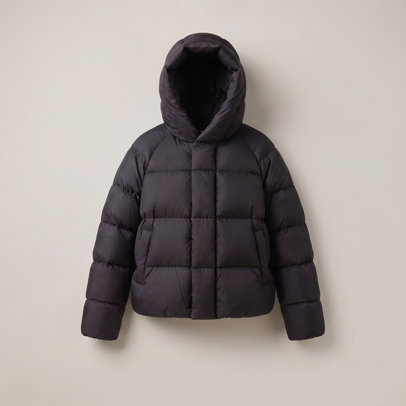 Kathryn Hooded Puffer Jacket - Black