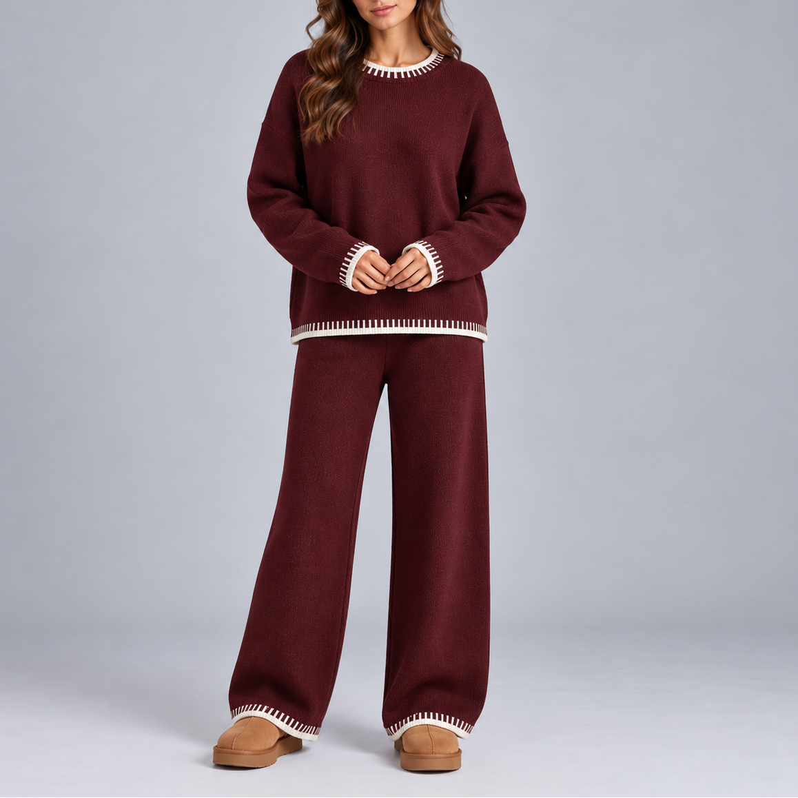 Evelyn Knitted Loungewear Set - Red