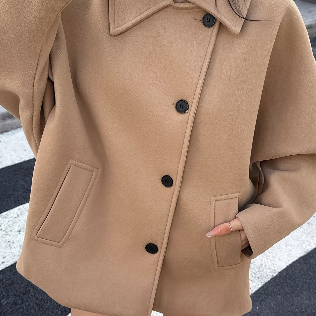Delyth Women's Wool Oversized Peacoat - Khaki