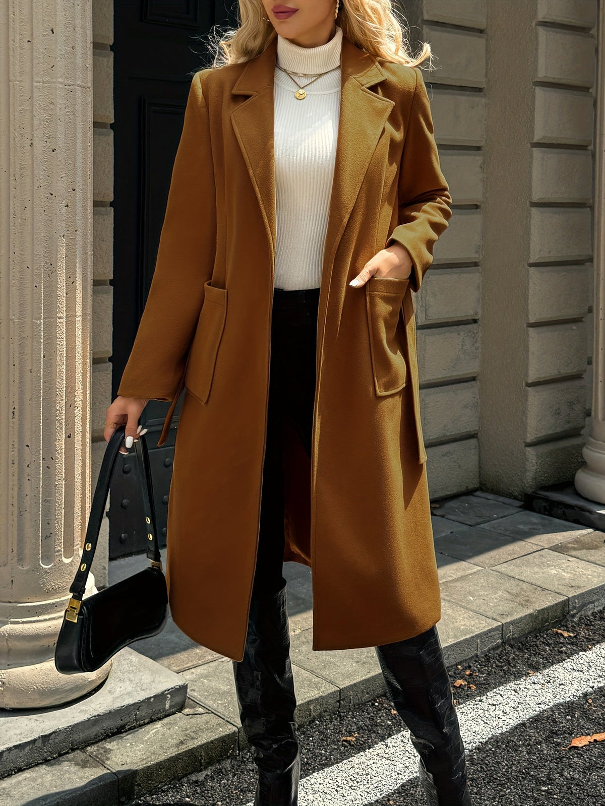 Olivia Women's Long Belted Trench Coat