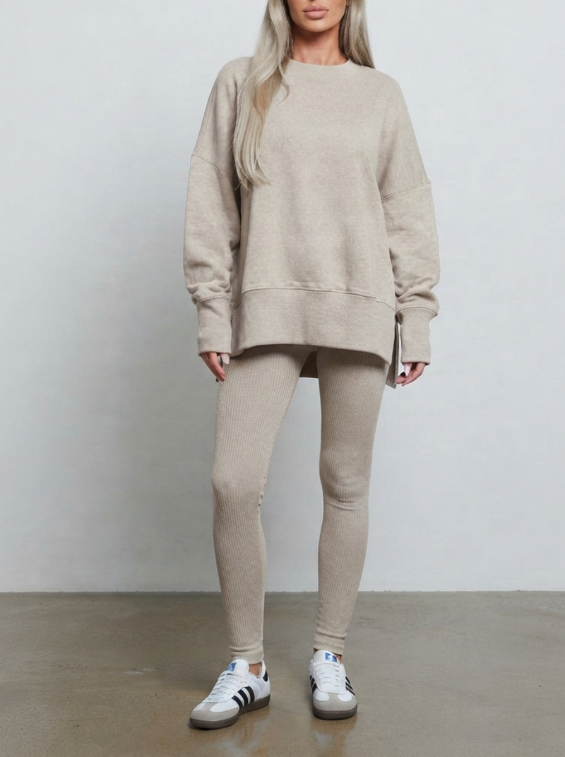 Miriam Knitted Loungewear Set - Beige