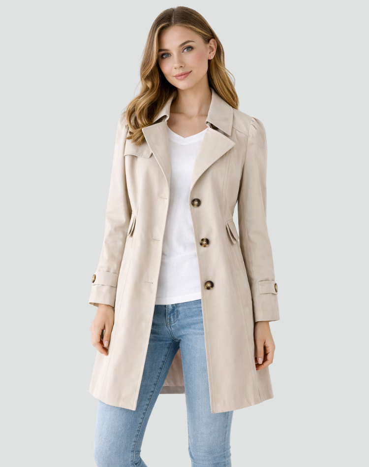 Chloe Women's Long Belted Trench Coat - Beige