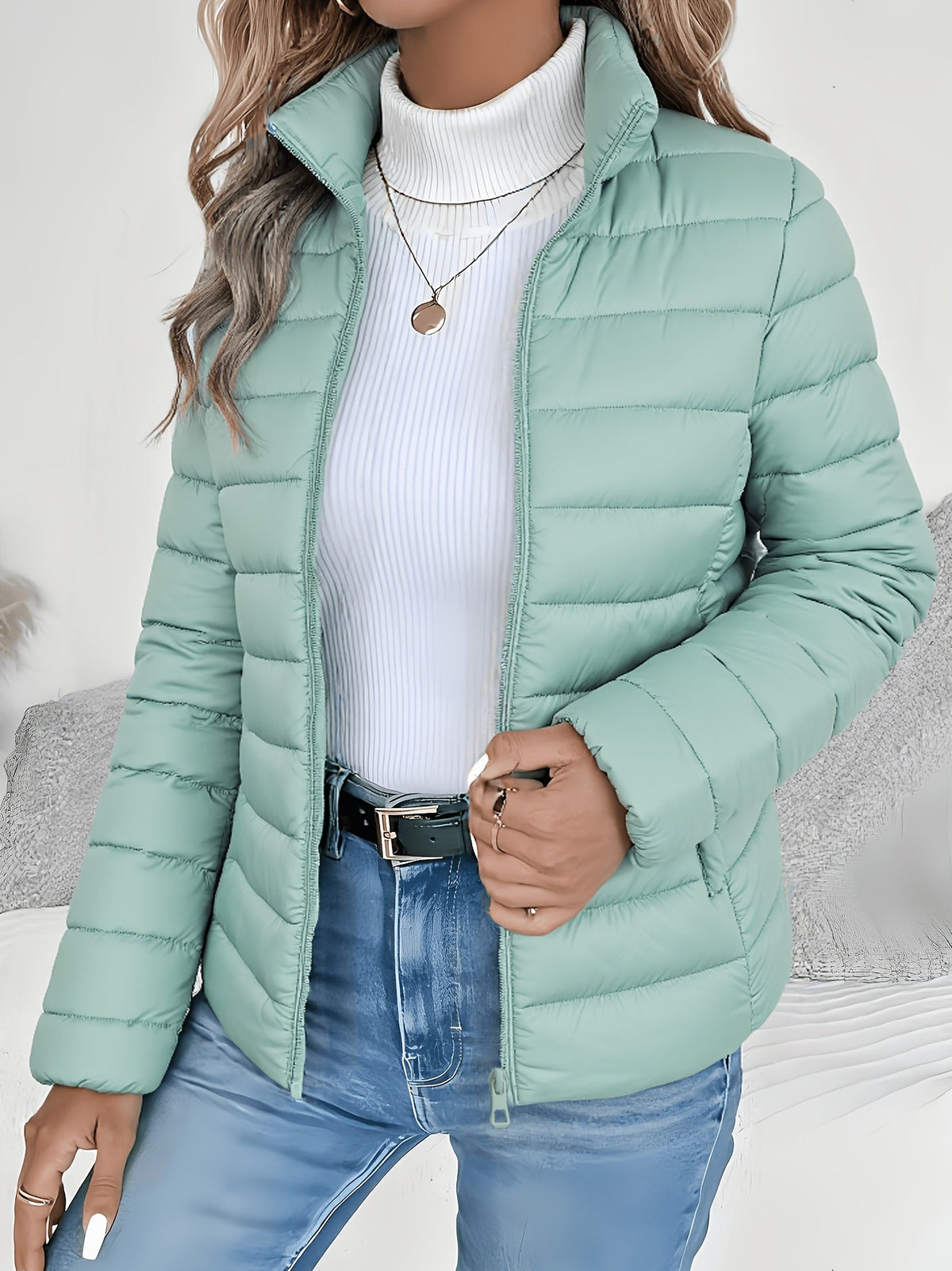 Vivienne Women's Quilted Puffer Jacket - Mint