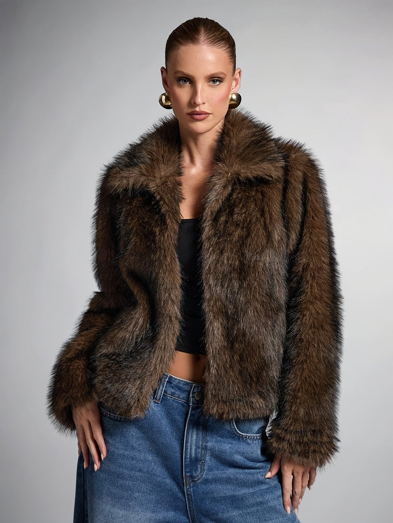 Holly Women's Cropped Plush Faux Fur Jacket