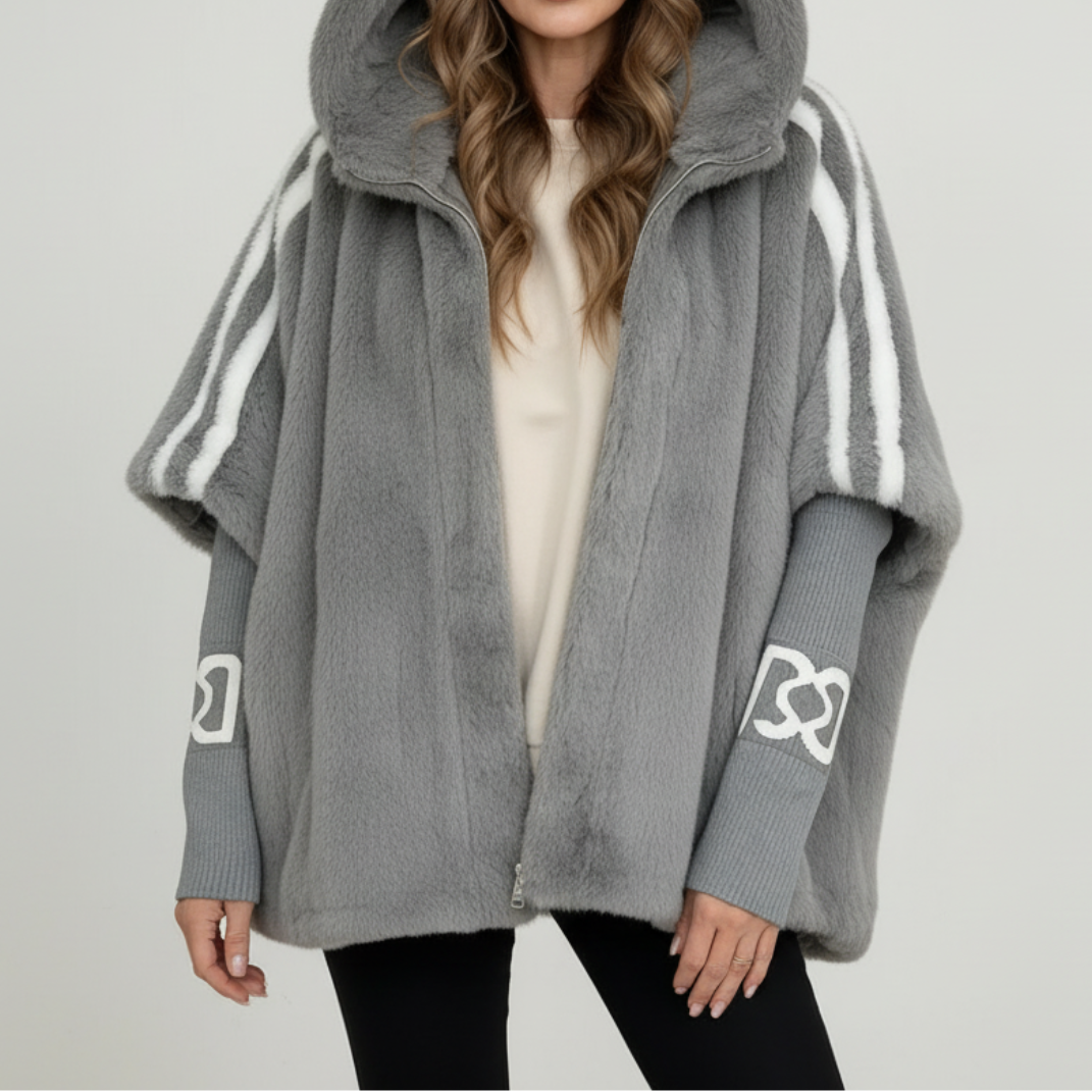 Jade Women's Hooded Faux Fur Jacket - Grey