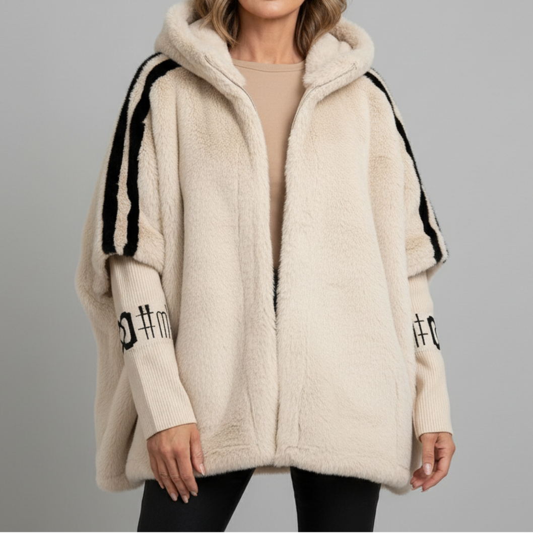 Jade Women's Hooded Faux Fur Jacket - Beige