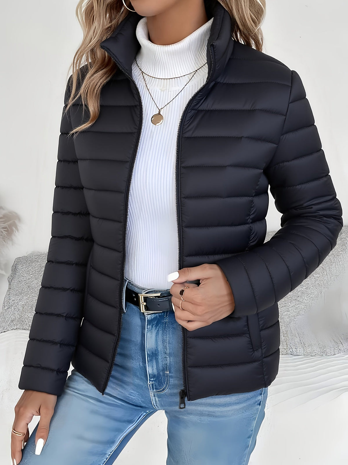 Vivienne Women's Quilted Puffer Jacket - Black