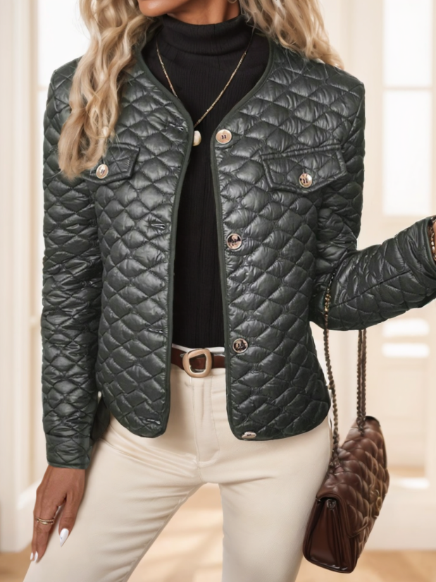 Heather Padded Quilted Jacket - Dark Green