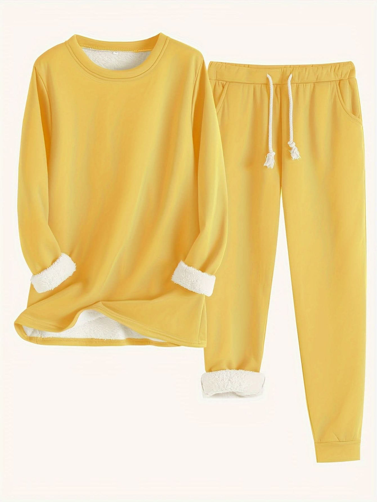 Annette Fleece Lined Loungewear Set - Yellow