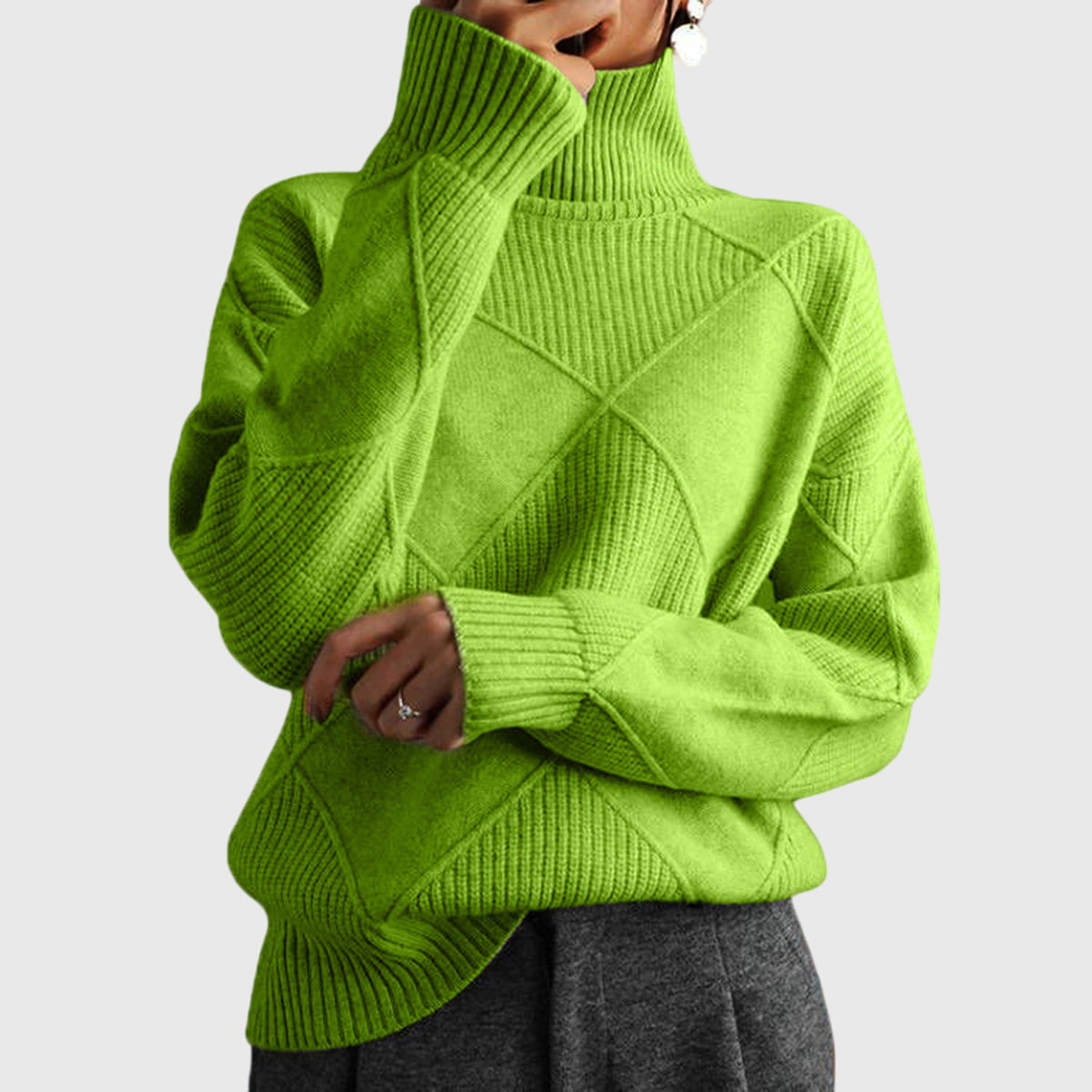 Cassie Women's Roll Neck Knitted Jumper - Green