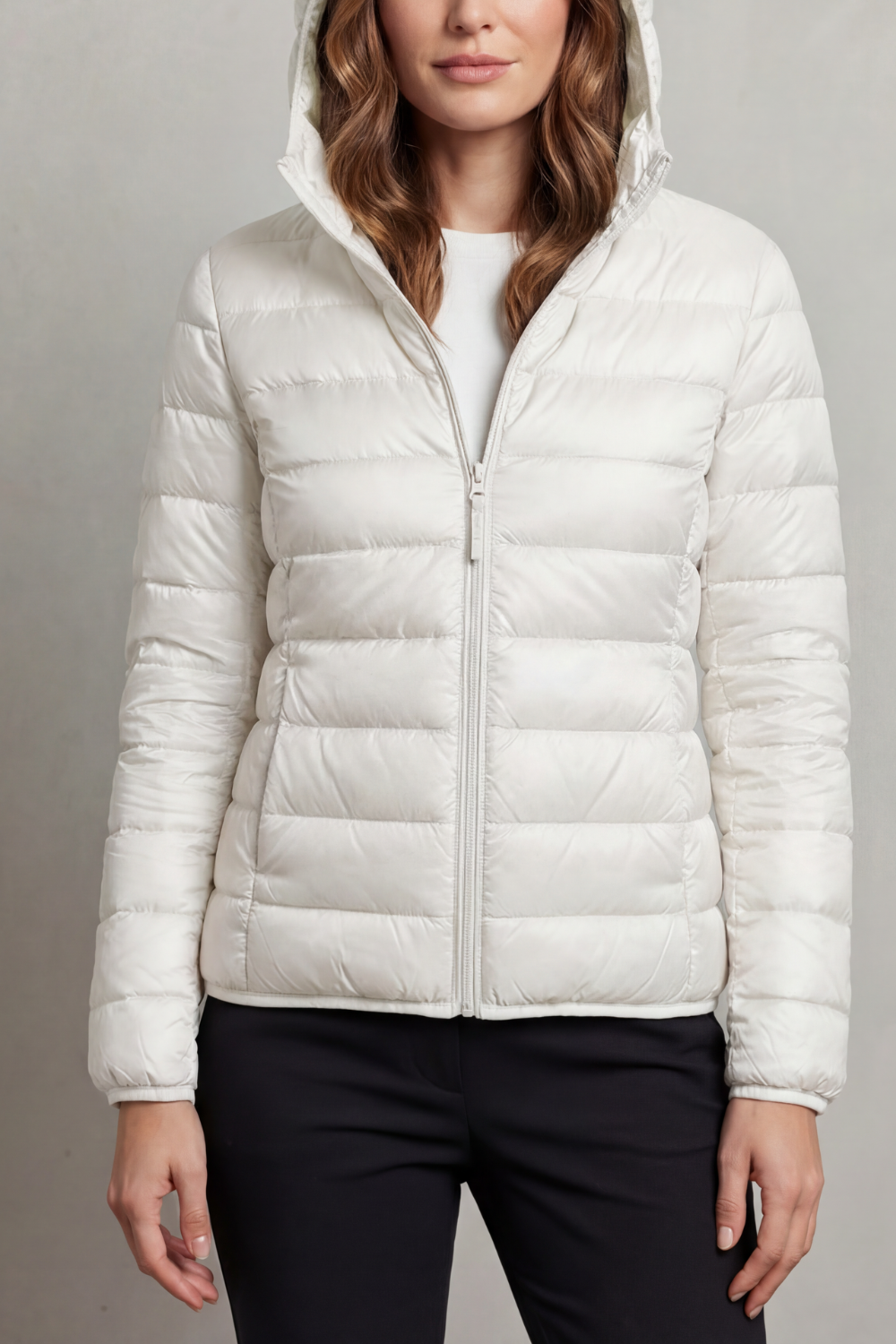 Alice Women's Nylon Quilted Puffer Jacket - White