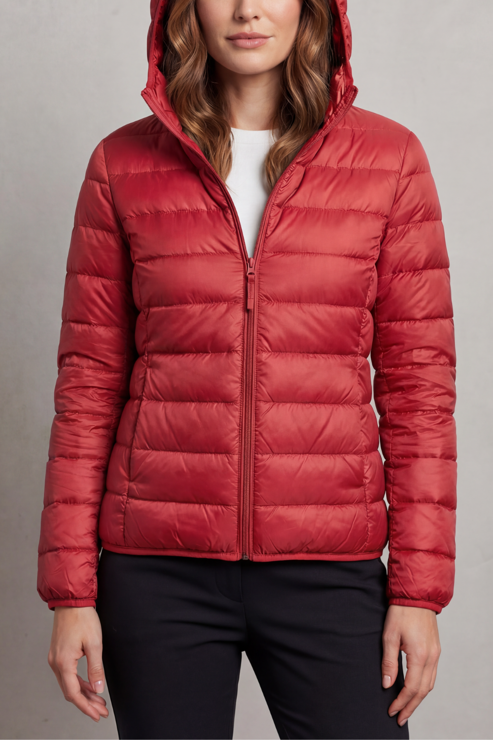 Alice Women's Nylon Quilted Puffer Jacket - Red