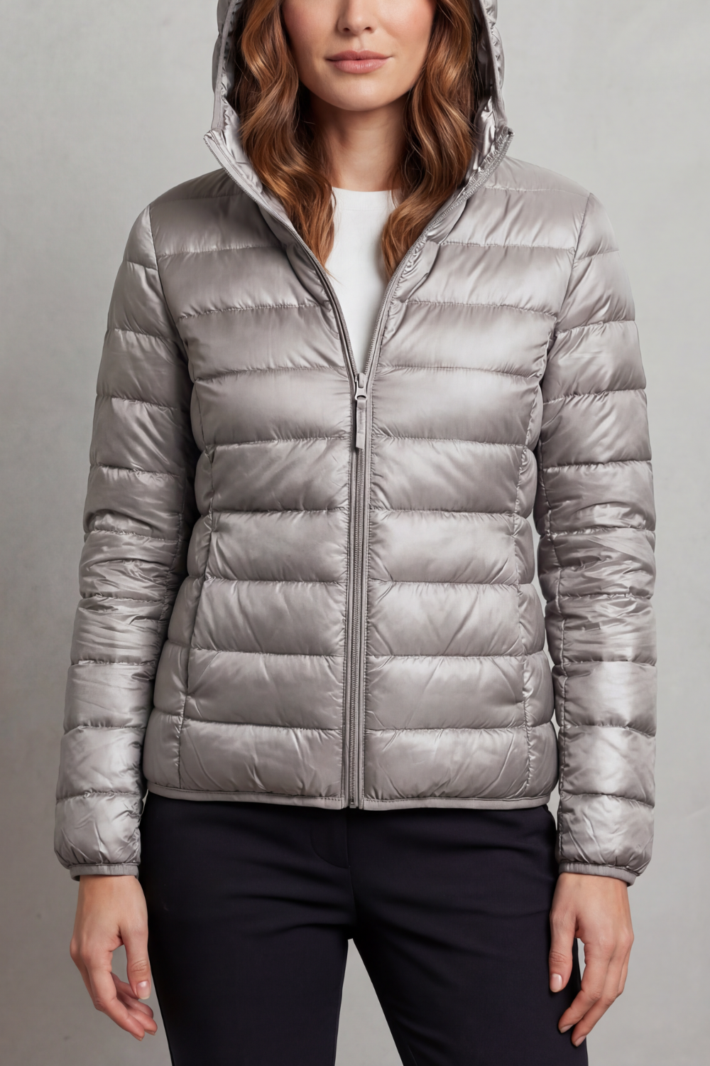Alice Women's Nylon Quilted Puffer Jacket - Grey