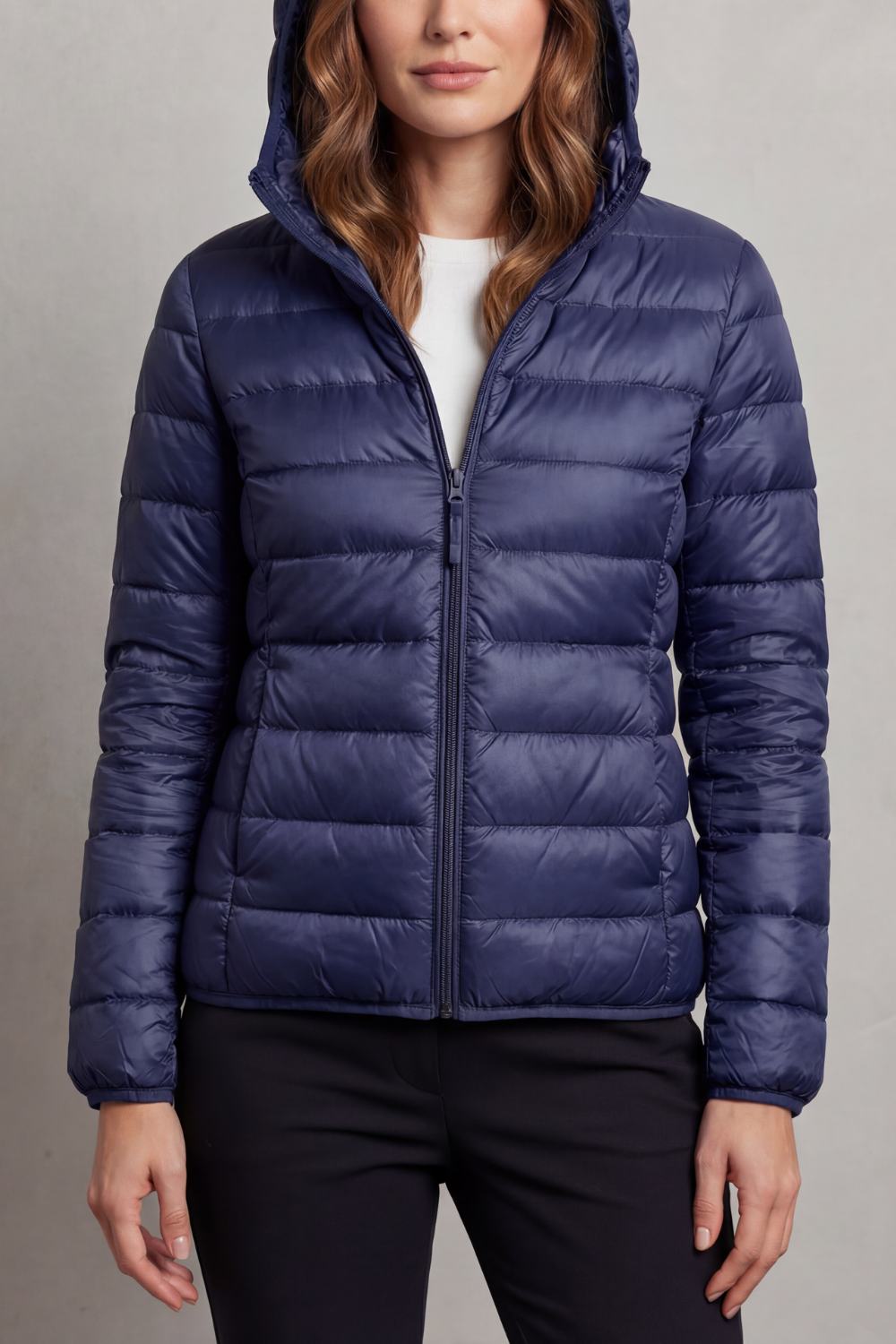 Alice Women's Nylon Quilted Puffer Jacket - Dark Blue