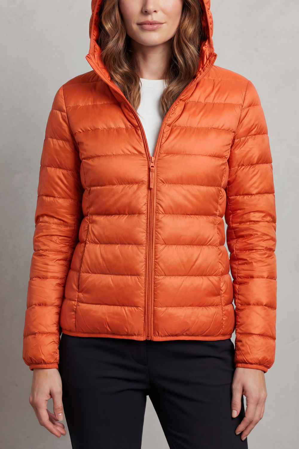 Alice Women's Nylon Quilted Puffer Jacket - Orange