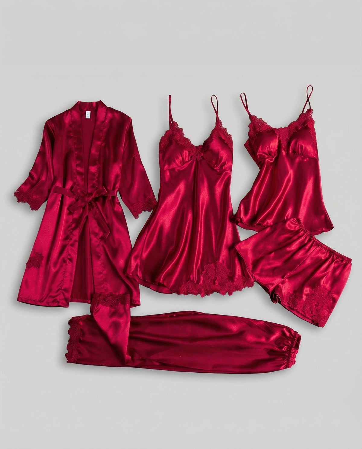 Octavia Women's Satin Pyjama Lounge Set - Red