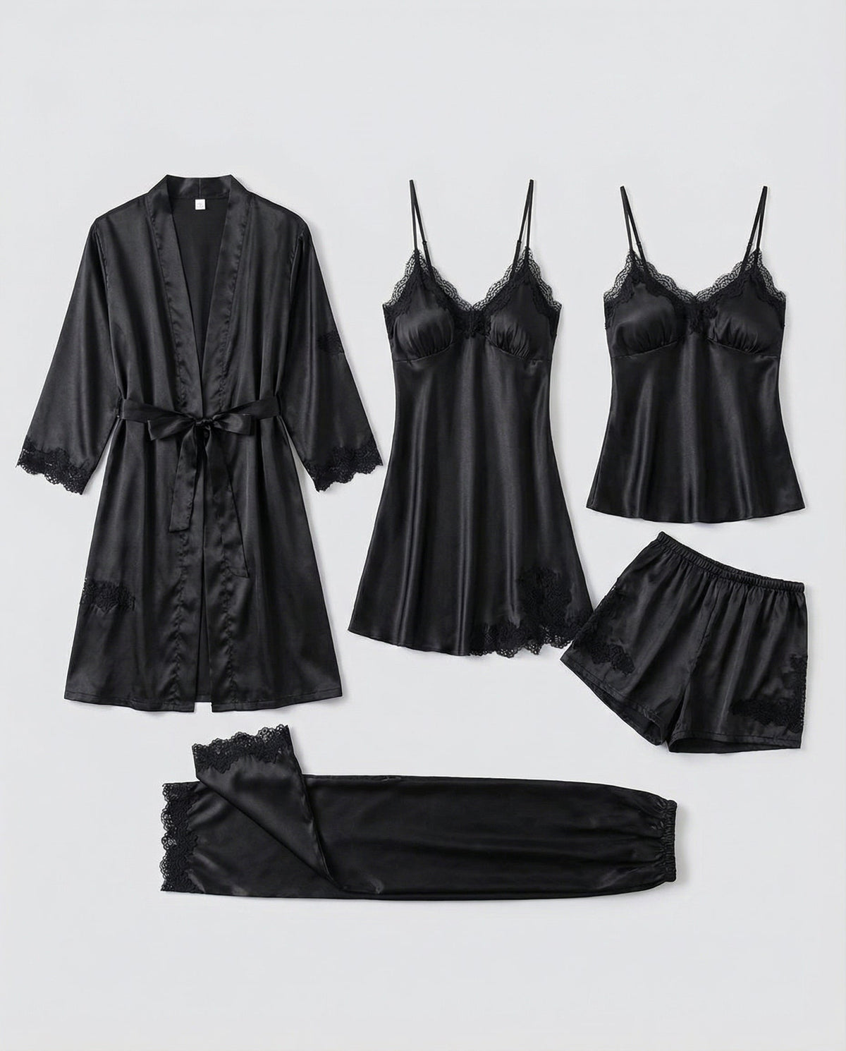 Octavia Women's Satin Pyjama Lounge Set - Black