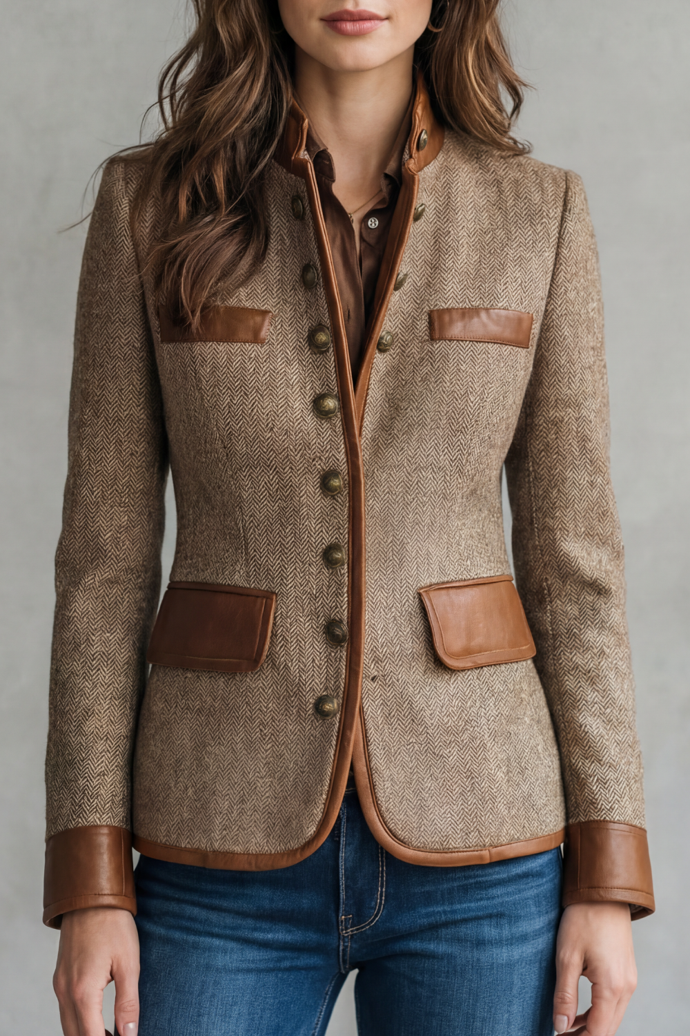 Frances Tweed Jacket - Brown