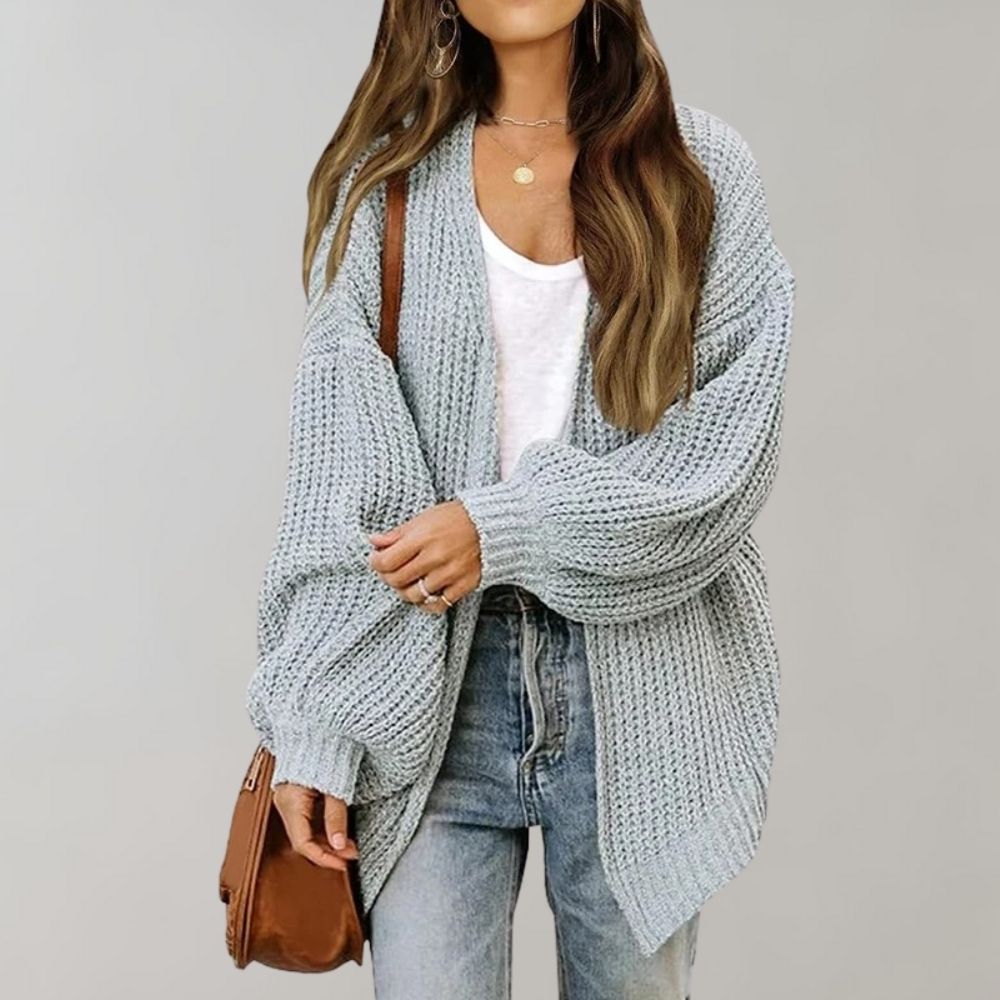 Harriet Women's Chunky Knit Cardigan - Grey