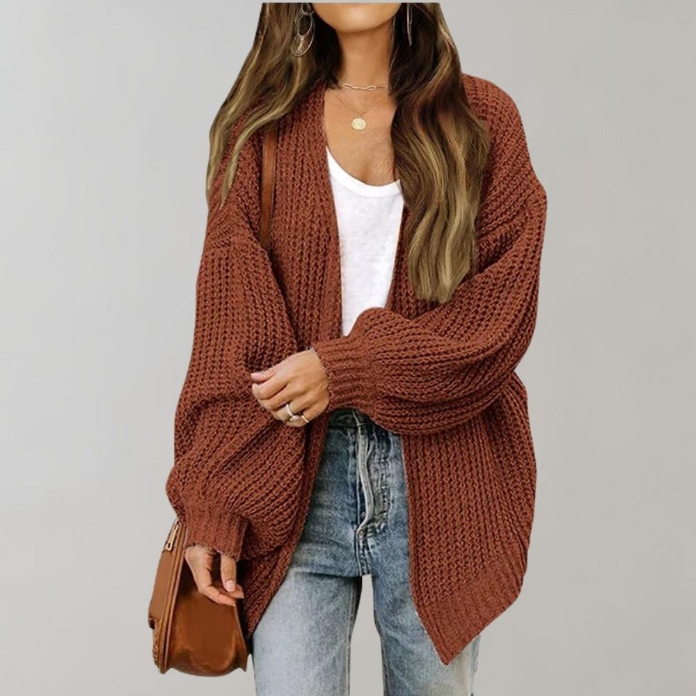 Harriet Women's Chunky Knit Cardigan - Dark Brown