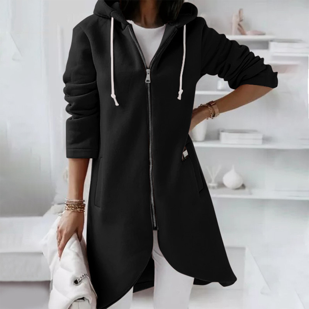 Sorcha Women's Long Zip Up Hoodie - Black