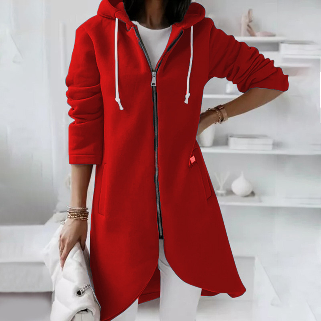 Sorcha Women's Long Zip Up Hoodie - Red