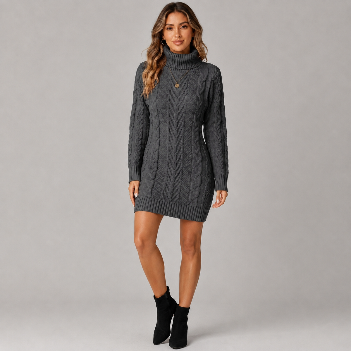 Juliet Women's Knitted Jumper Dress - Grey