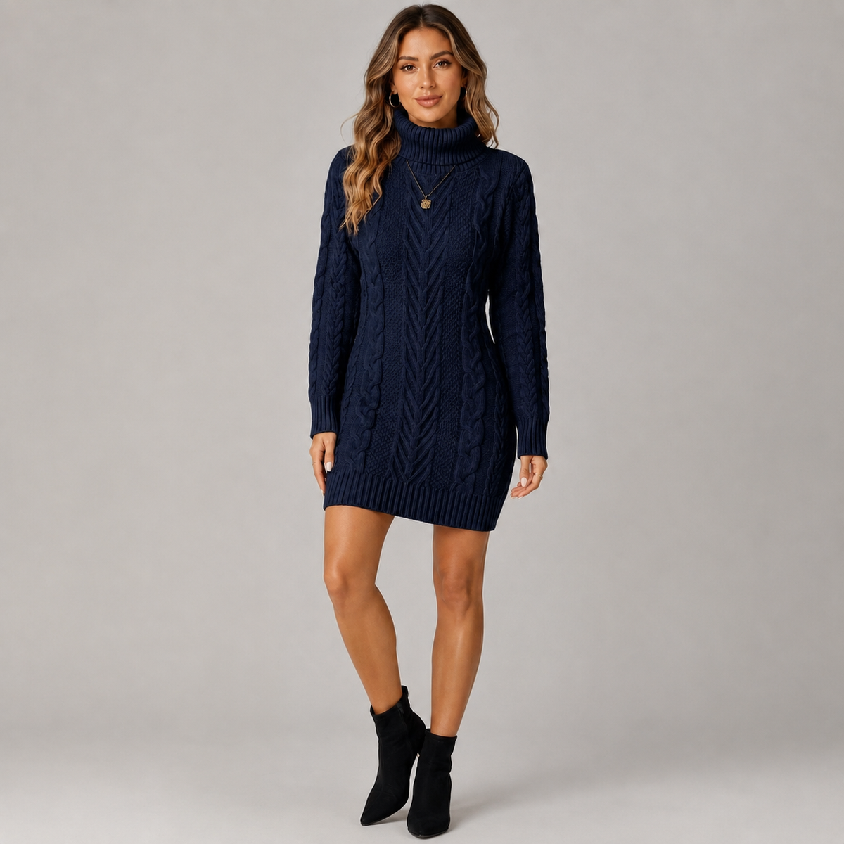 Juliet Women's Knitted Jumper Dress - Blue