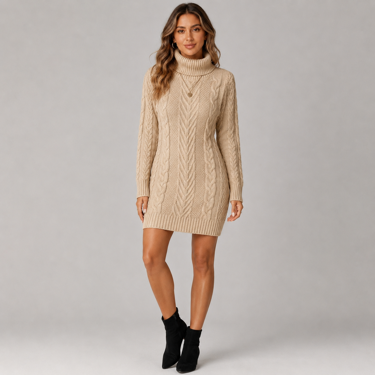 Juliet Women's Knitted Jumper Dress - Beige